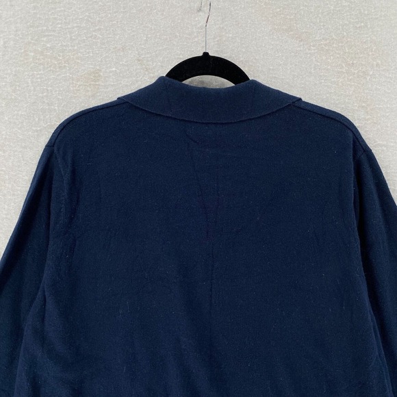 LL Bean Sweater Mens XL Blue‎ Cotton Cashmere Blend Polo Henley Luxury Pullover - Picture 4 of 12